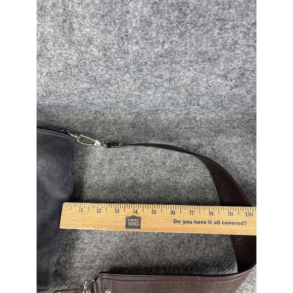 Kate Spade Shoulder Bag Womens Medium Gray Suede Brown Strap Gold Hardware Purse - Picture 7 of 8